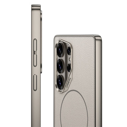 GKK For Samsung Galaxy S26 Ultra Magnetic Case Metal Frame Skin-feel PU Leather Shockproof Phone Cover with Large Cutouts