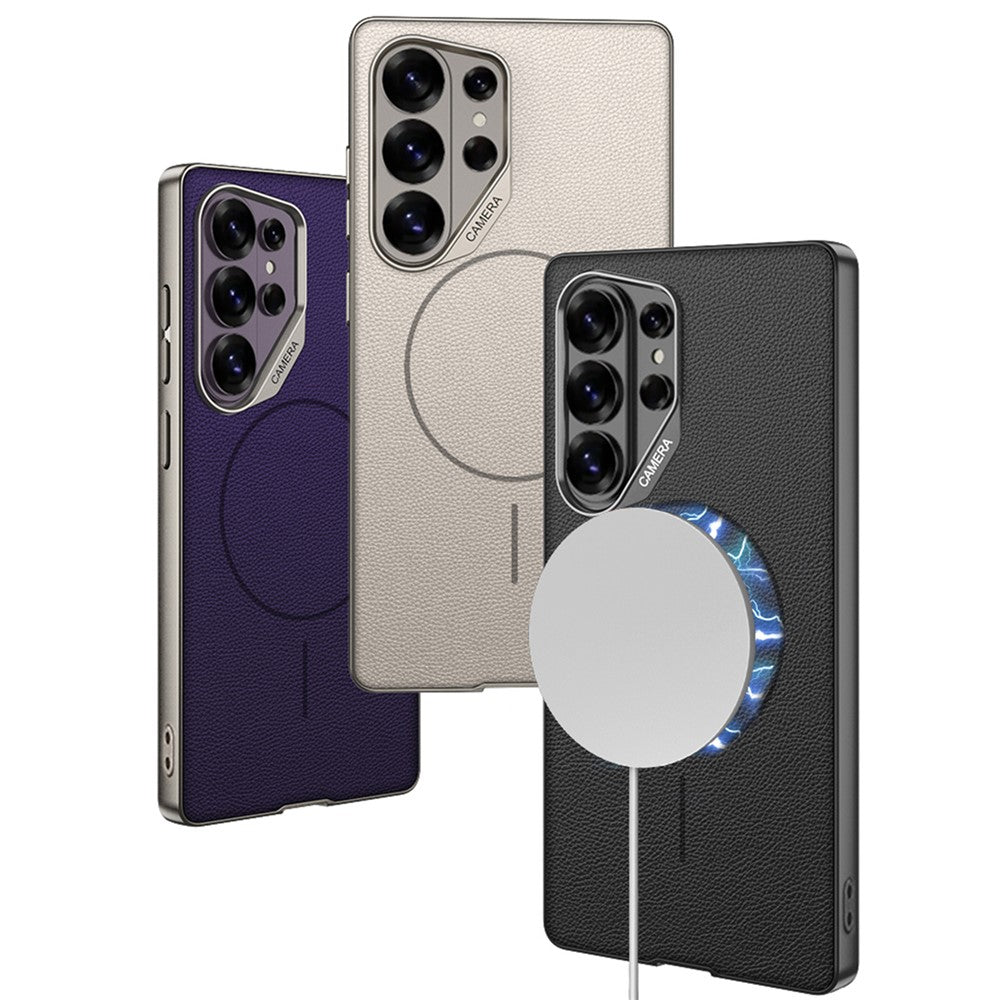 GKK For Samsung Galaxy S26 Ultra Magnetic Case Metal Frame Skin-feel PU Leather Shockproof Phone Cover with Large Cutouts