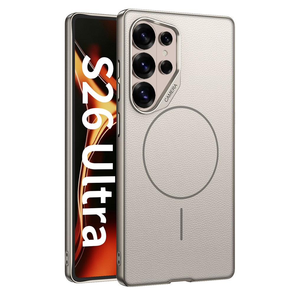 GKK For Samsung Galaxy S26 Ultra Magnetic Case Metal Frame Skin-feel PU Leather Shockproof Phone Cover with Large Cutouts