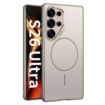 GKK For Samsung Galaxy S26 Ultra Magnetic Case Metal Frame Skin-feel PU Leather Shockproof Phone Cover with Large Cutouts