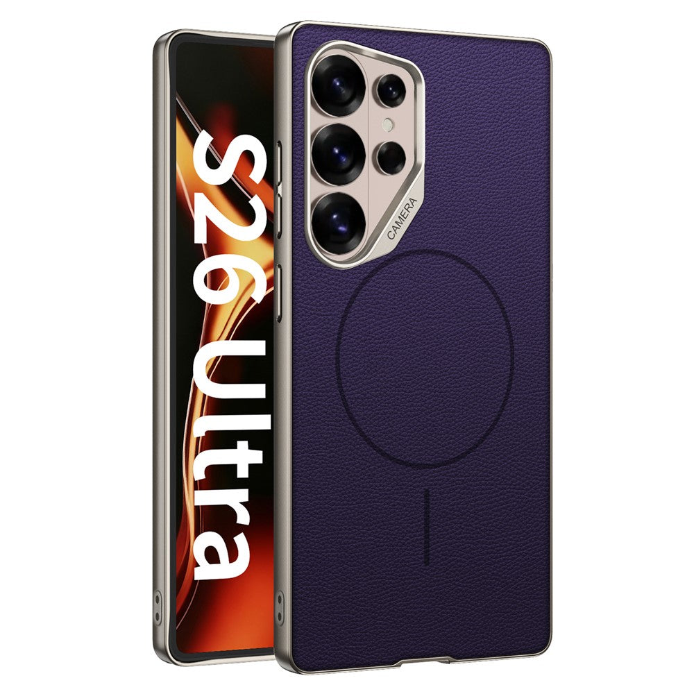 GKK For Samsung Galaxy S26 Ultra Magnetic Case Metal Frame Skin-feel PU Leather Shockproof Phone Cover with Large Cutouts