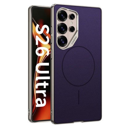 GKK For Samsung Galaxy S26 Ultra Magnetic Case Metal Frame Skin-feel PU Leather Shockproof Phone Cover with Large Cutouts