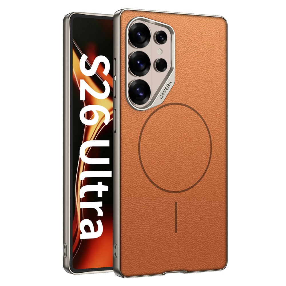 GKK For Samsung Galaxy S26 Ultra Magnetic Case Metal Frame Skin-feel PU Leather Shockproof Phone Cover with Large Cutouts