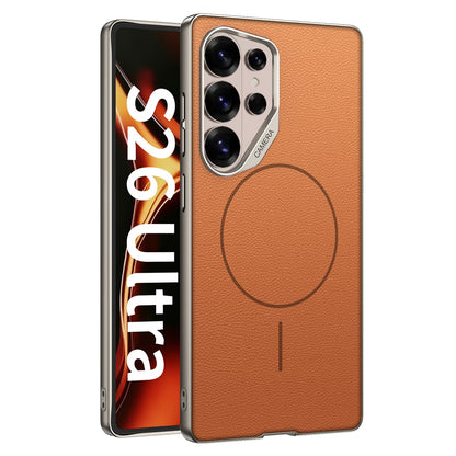 GKK For Samsung Galaxy S26 Ultra Magnetic Case Metal Frame Skin-feel PU Leather Shockproof Phone Cover with Large Cutouts