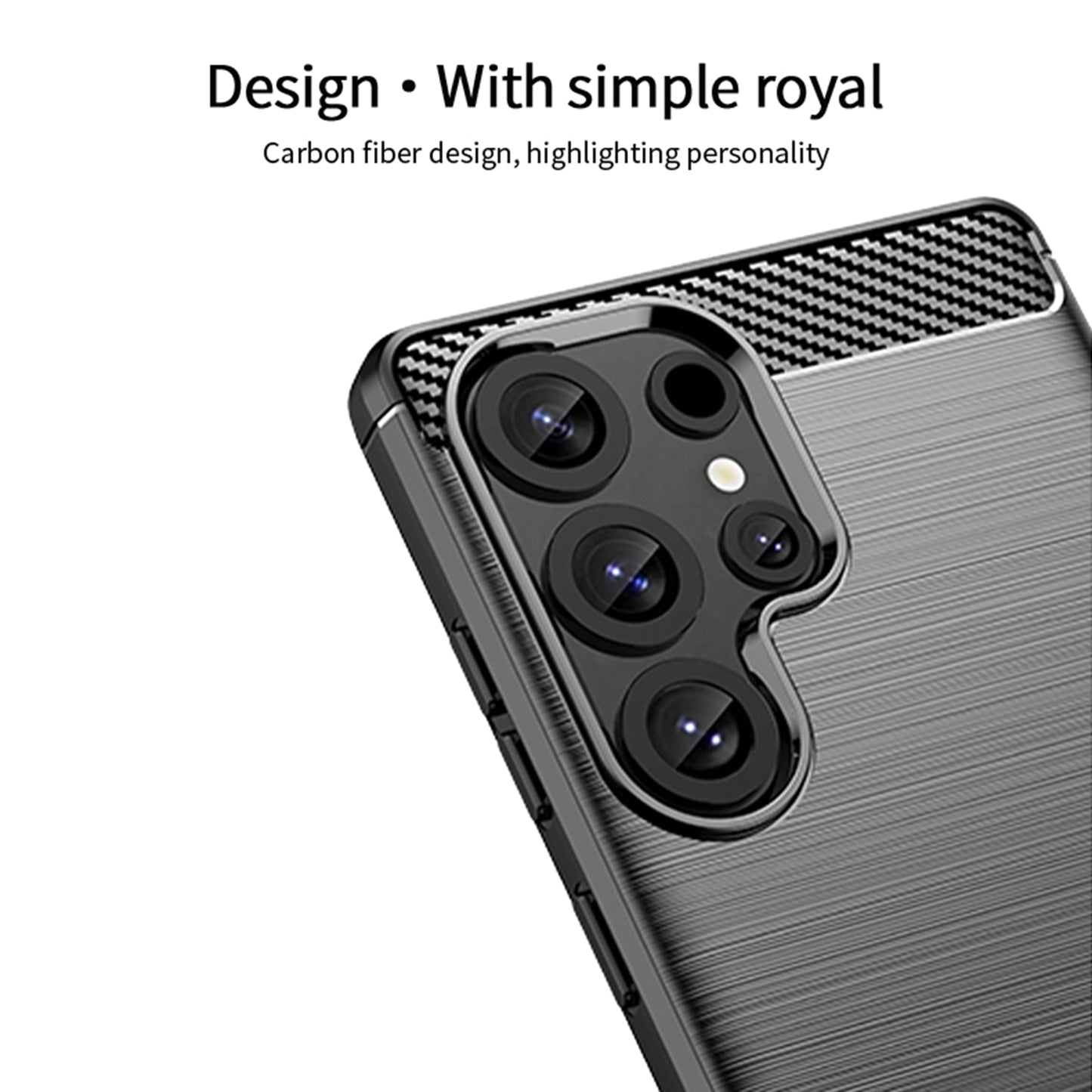 MOFI For Samsung Galaxy S26 Ultra Back Cover  Brushed Texture Carbon Fiber Soft TPU Case