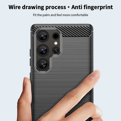 MOFI For Samsung Galaxy S26 Ultra Back Cover  Brushed Texture Carbon Fiber Soft TPU Case