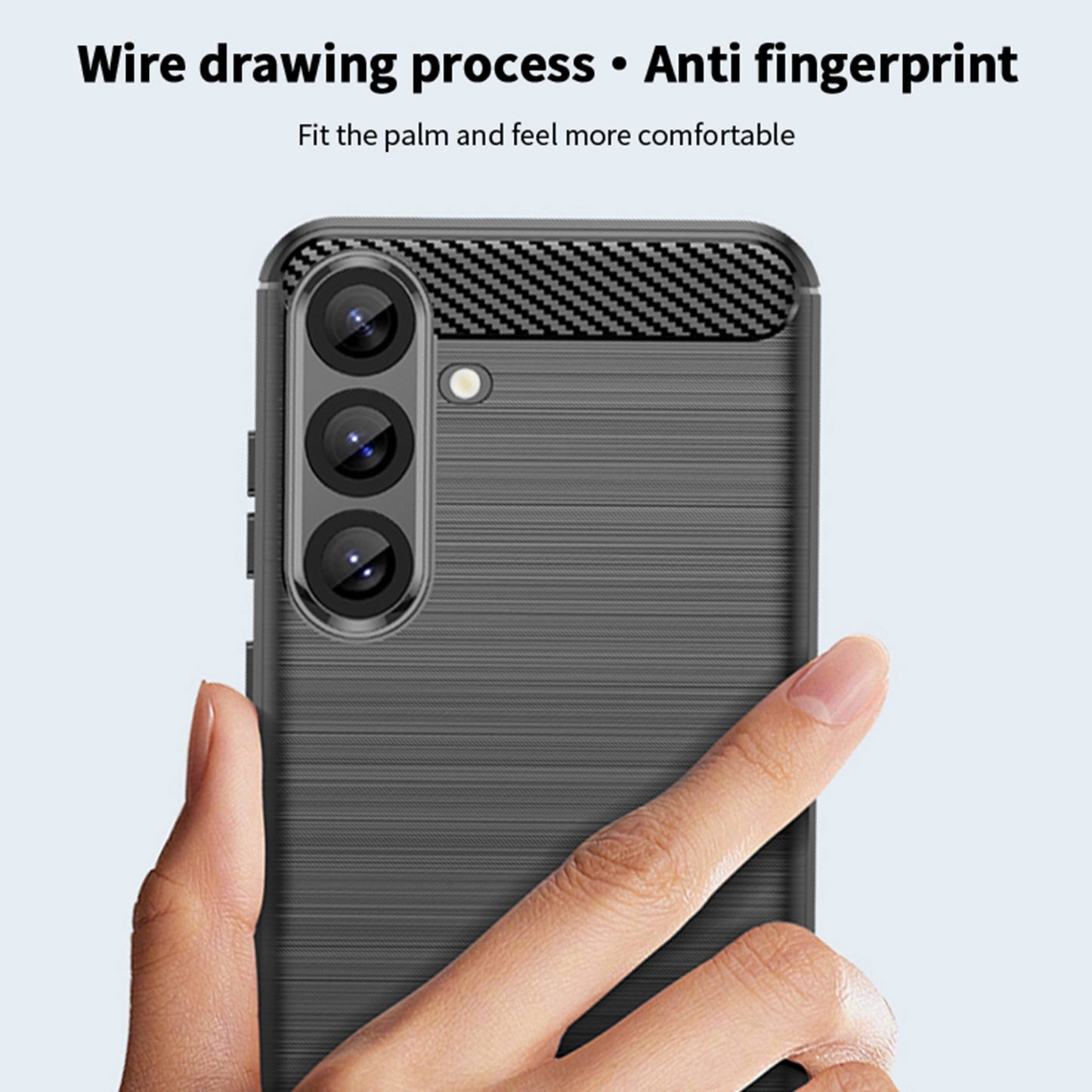 MOFI For Samsung Galaxy S26+ Back Cover  Brushed Texture Carbon Fiber Soft TPU Case