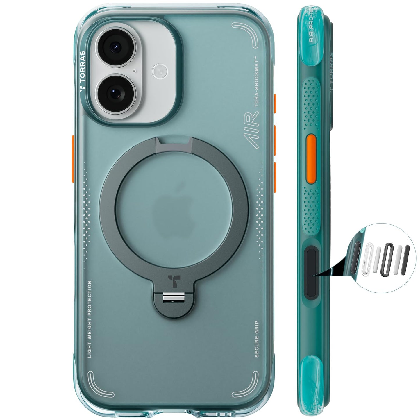 TORRAS For iPhone 17  Ostand Q3 Air Series Magnetic Case with Kickstand Shockproof PC + TPU Phone Cover