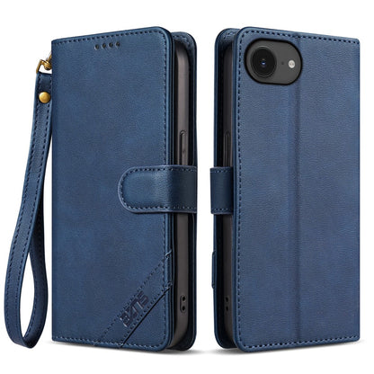 AZNS A2 for iPhone 17e  /  16e Leather Case with Wrist Strap RFID Blocking Wallet Stand Phone Cover