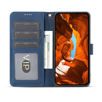 AZNS A2 for iPhone 17e  /  16e Leather Case with Wrist Strap RFID Blocking Wallet Stand Phone Cover