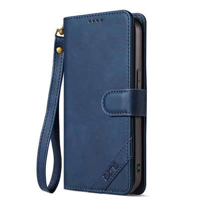 AZNS A2 for iPhone 17e  /  16e Leather Case with Wrist Strap RFID Blocking Wallet Stand Phone Cover
