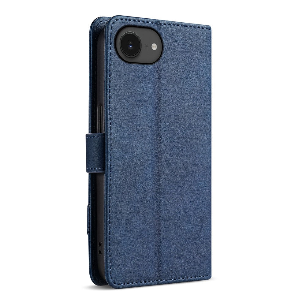 AZNS A2 for iPhone 17e  /  16e Leather Case with Wrist Strap RFID Blocking Wallet Stand Phone Cover