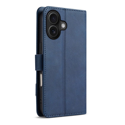 AZNS A2 for iPhone 16 Leather Case with Wrist Strap RFID Blocking Wallet Stand Phone Cover
