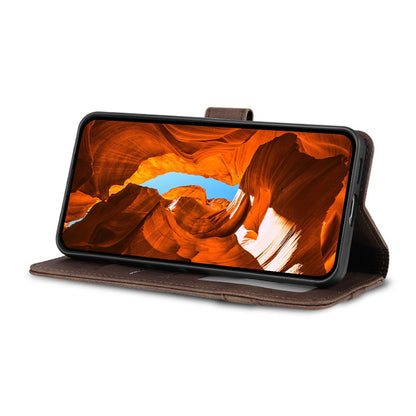 AZNS A2 for iPhone 16 Pro Max Leather Case with Wrist Strap RFID Blocking Wallet Stand Phone Cover