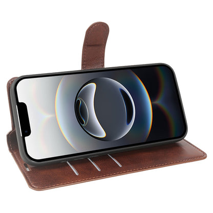 For iPhone 17e  /  16e Case Stand Wallet Calf Texture PU Leather Flip Phone Cover