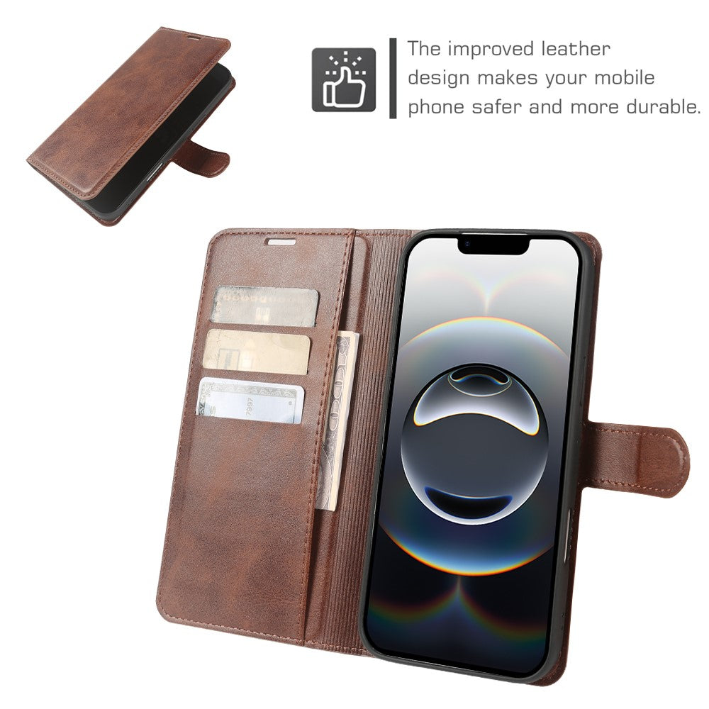 For iPhone 17e  /  16e Case Stand Wallet Calf Texture PU Leather Flip Phone Cover