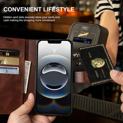 For iPhone 17e  /  16e Case Stand Wallet Calf Texture PU Leather Flip Phone Cover