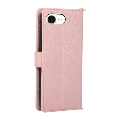 Wallet Case for iPhone 17e  /  16e Triangular Splicing Zipper Leather Flip Cover with Wrist Strap