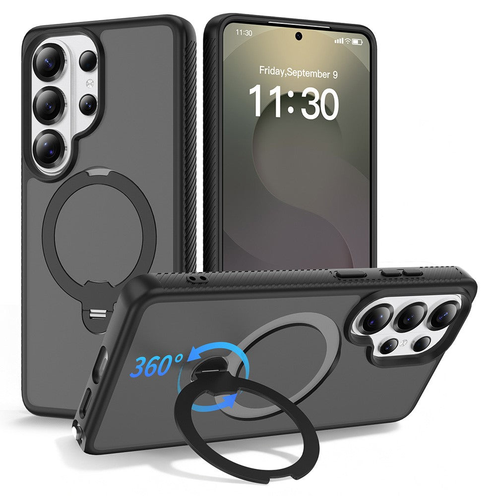 For Samsung Galaxy S26 Ultra Magnetic Case Rotary Kickstand PC + TPU Shockproof Phone Cover