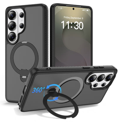 For Samsung Galaxy S26 Ultra Magnetic Case Rotary Kickstand PC + TPU Shockproof Phone Cover