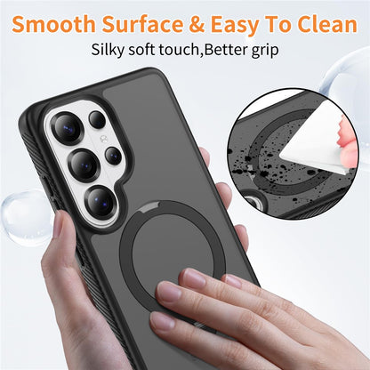 For Samsung Galaxy S26 Ultra Magnetic Case Rotary Kickstand PC + TPU Shockproof Phone Cover