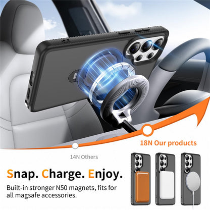 For Samsung Galaxy S26 Ultra Magnetic Case Rotary Kickstand PC + TPU Shockproof Phone Cover