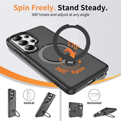 For Samsung Galaxy S26 Ultra Magnetic Case Rotary Kickstand PC + TPU Shockproof Phone Cover