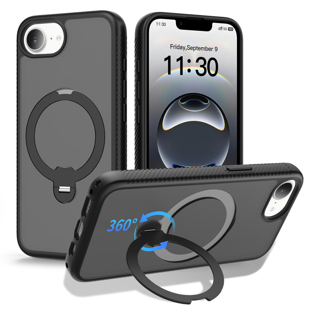 For iPhone 17e / 16e Magnetic Case Compatible with MagSafe Rotary Kickstand PC + TPU Shockproof Phone Cover