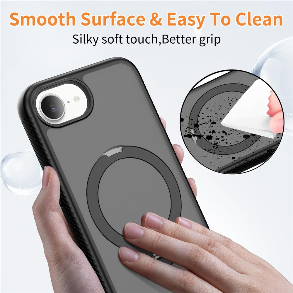 For iPhone 17e / 16e Magnetic Case Compatible with MagSafe Rotary Kickstand PC + TPU Shockproof Phone Cover