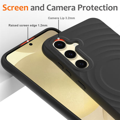 For Samsung Galaxy S26+ Magnetic Case Ripple Texture Liquid Silicone Protective Cover with Strap