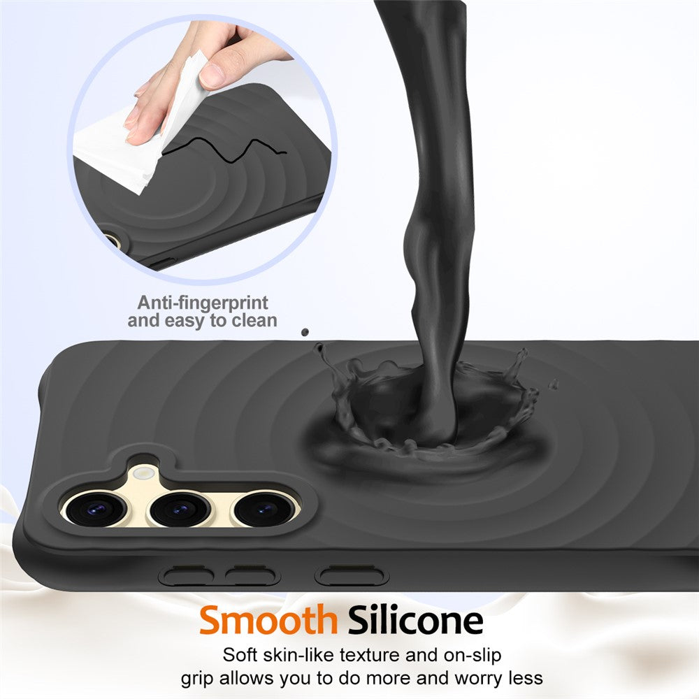 For Samsung Galaxy S26+ Magnetic Case Ripple Texture Liquid Silicone Protective Cover with Strap