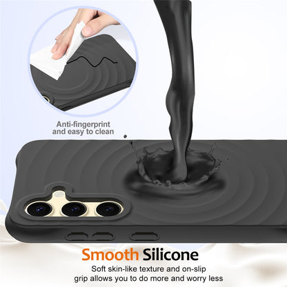 For Samsung Galaxy S26+ Magnetic Case Ripple Texture Liquid Silicone Protective Cover with Strap