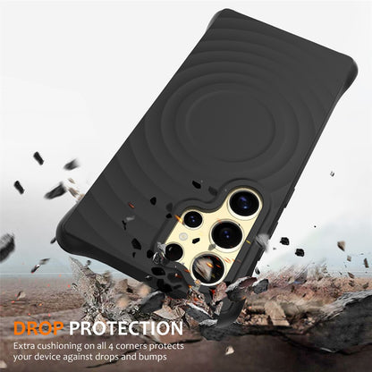 For Samsung Galaxy S26 Ultra Magnetic Case Ripple Texture Liquid Silicone Protective Cover with Strap