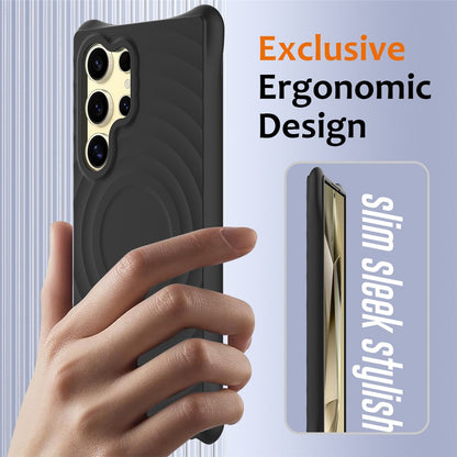 For Samsung Galaxy S26 Ultra Magnetic Case Ripple Texture Liquid Silicone Protective Cover with Strap