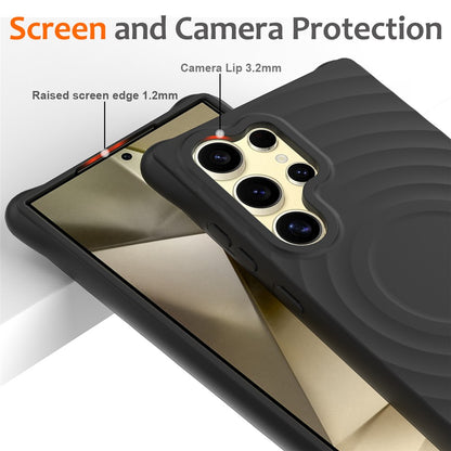 For Samsung Galaxy S26 Ultra Magnetic Case Ripple Texture Liquid Silicone Protective Cover with Strap