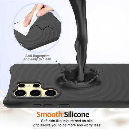 For Samsung Galaxy S26 Ultra Magnetic Case Ripple Texture Liquid Silicone Protective Cover with Strap