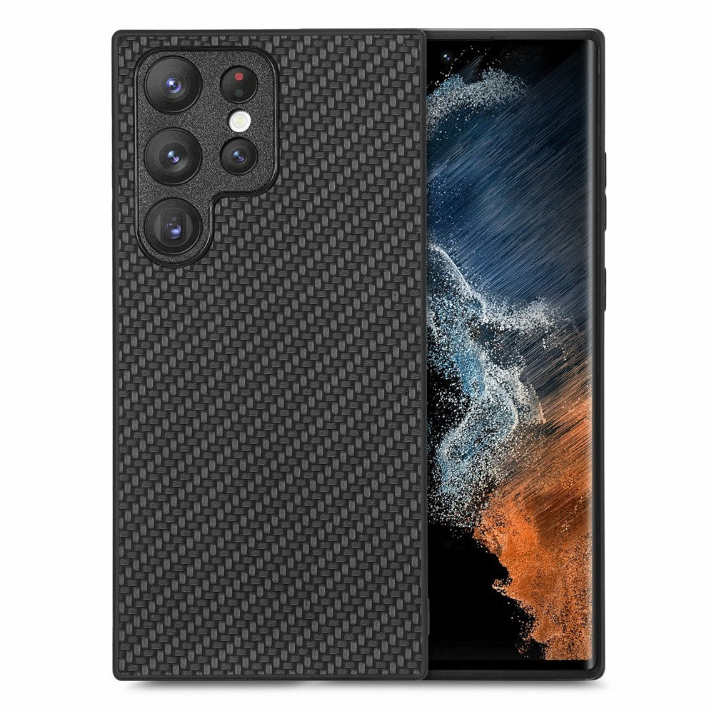 For Samsung Galaxy S26 Ultra Case Carbon Fiber Texture PU Leather + PC + TPU Phone Cover
