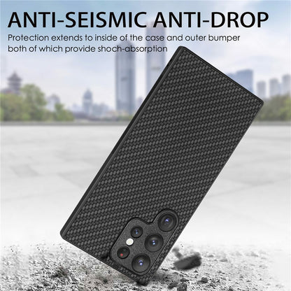 For Samsung Galaxy S26 Ultra Case Carbon Fiber Texture PU Leather + PC + TPU Phone Cover
