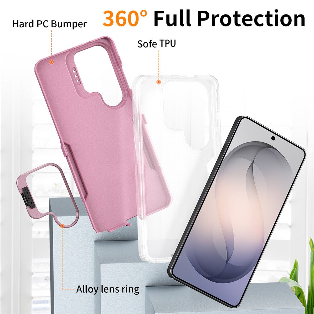For Samsung Galaxy S26 Ultra Case TPU + PC Hybrid Phone Cover with Alloy Lens Frame Kickstand