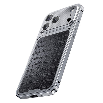 For iPhone 17 Pro Magnetic Case Metal Spring Buckle Leather Coated TPU Phone Cover