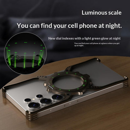 For Samsung Galaxy S26 Ultra Case Luminous Magnetic Kickstand Aluminum Alloy + PC Bumper Phone Cover Heat Dissipation