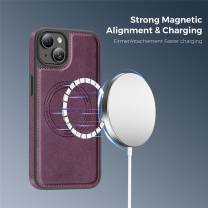 For iPhone 14 Plus Case Compatible with MagSafe Leather Back Phone Cover