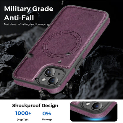For iPhone 14 Plus Case Compatible with MagSafe Leather Back Phone Cover