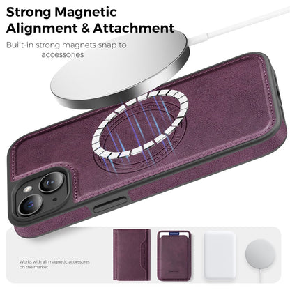 For iPhone 14 Plus Case Compatible with MagSafe Leather Back Phone Cover