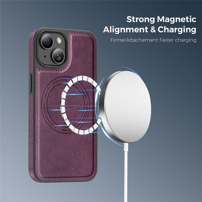For iPhone 15 Case Compatible with MagSafe Leather Back Phone Cover