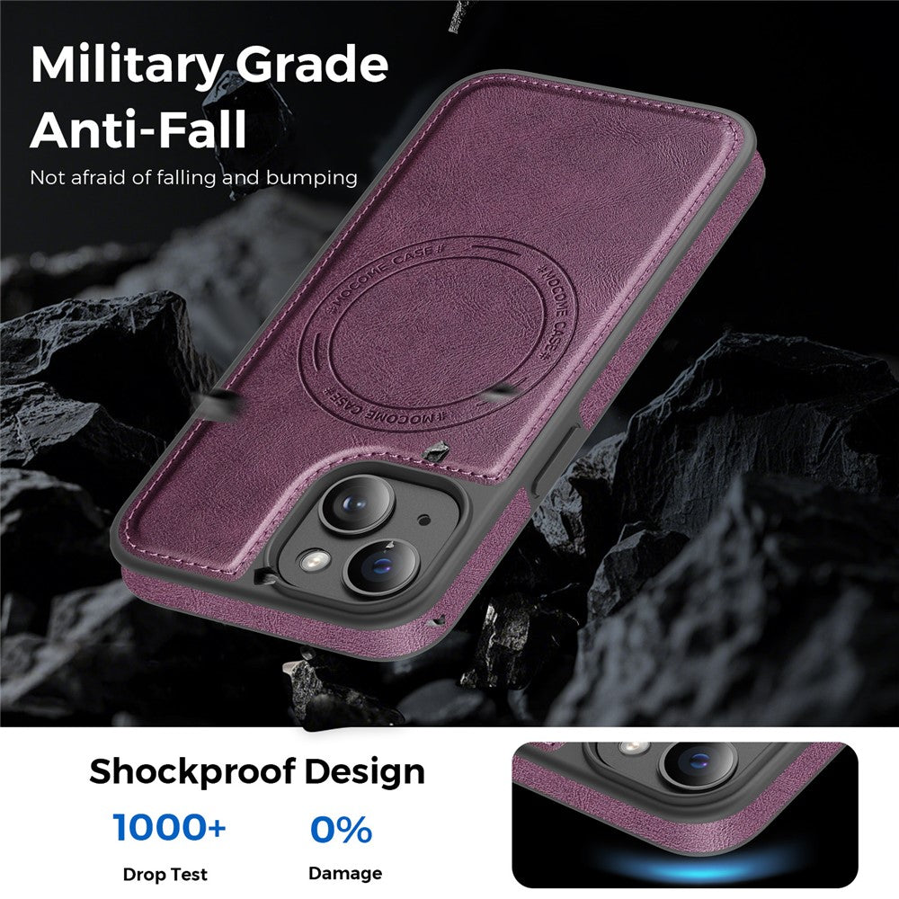 For iPhone 15 Case Compatible with MagSafe Leather Back Phone Cover