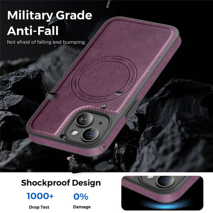 For iPhone 15 Case Compatible with MagSafe Leather Back Phone Cover