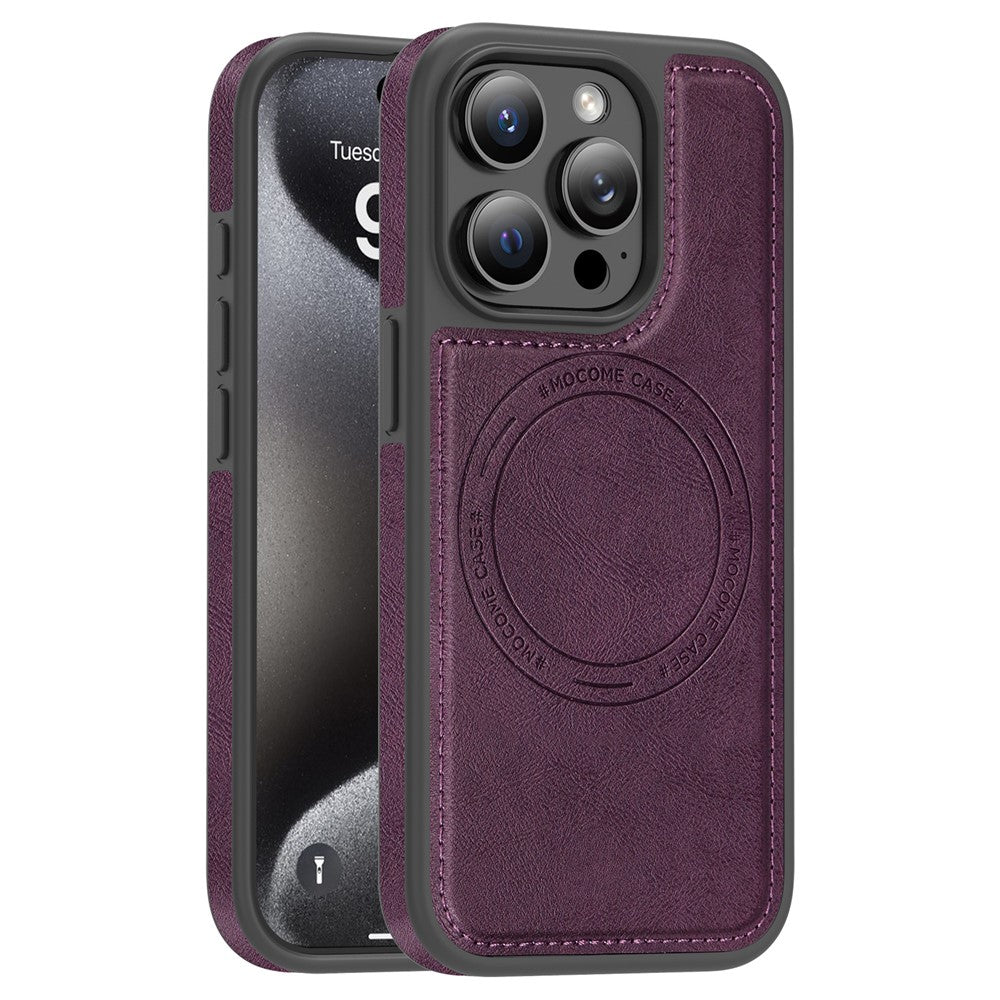 For iPhone 15 Pro Case Compatible with MagSafe Leather Back Phone Cover