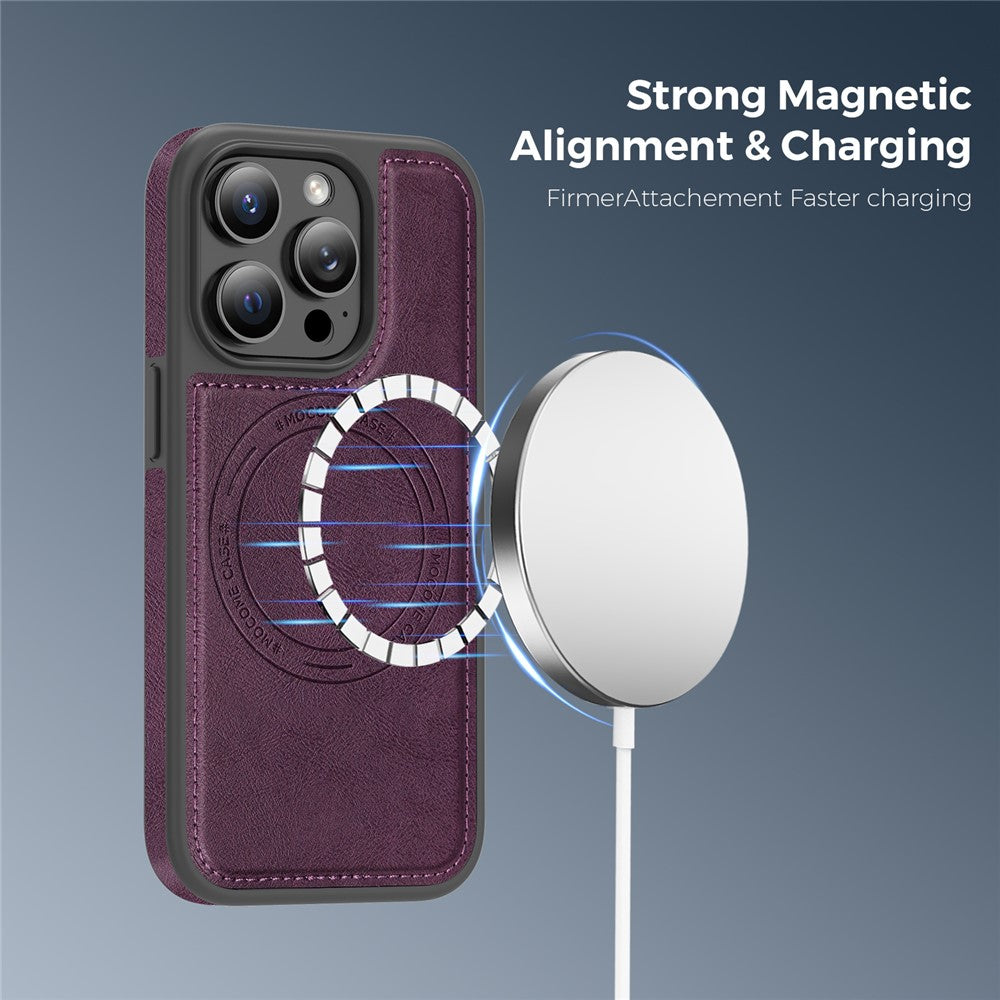 For iPhone 15 Pro Case Compatible with MagSafe Leather Back Phone Cover