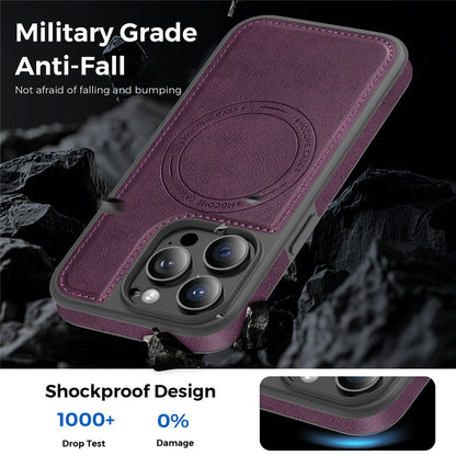 For iPhone 15 Pro Case Compatible with MagSafe Leather Back Phone Cover
